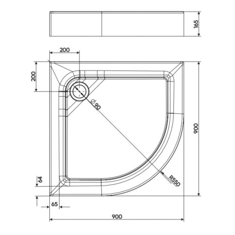 KOLO Пiддон напiвкруглий FIRST 90 x 90 см, Польша (XBN1690000)