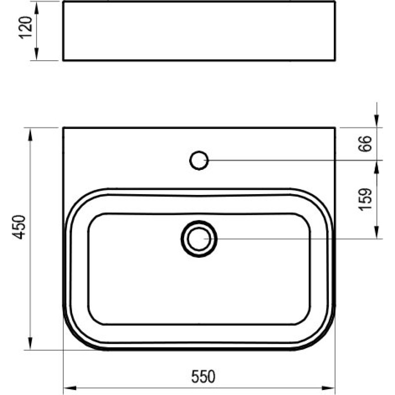 Ravak Раковина CERAMIC 550 R SLIM WALL (XJX01155006)