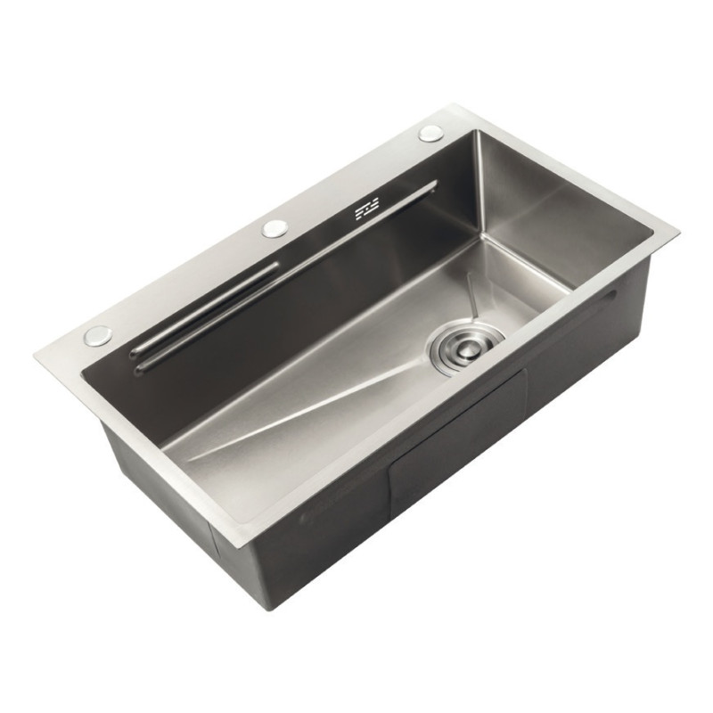 Мойка Zerix ZH6845-SET-05 Decor Nano-Silver (3.0/0.8) с нерж. стали комплект (нержавейка) (ZM5589)