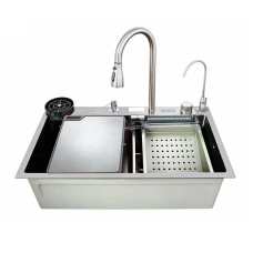 Мойка многофункциональная Zerix ZH7546-SET-07 Decor SS Color со встроенным смесителем из нерж. стали (ZM5598)