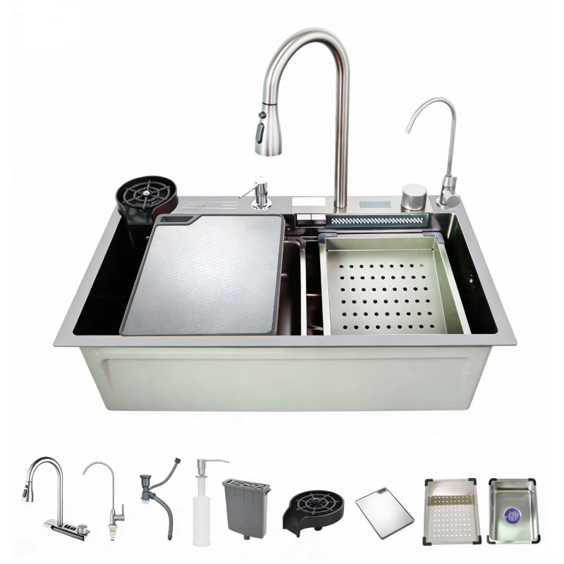 Мойка многофункциональная Zerix ZH7546-SET-07 Decor SS Color со встроенным смесителем из нерж. стали (ZM5598)