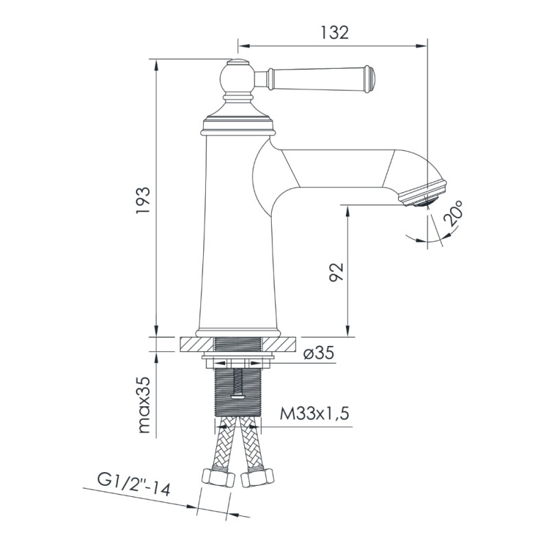 IMPRESE Змішувач для раковини HYDRANT, 35 мм (ZMK031806010)