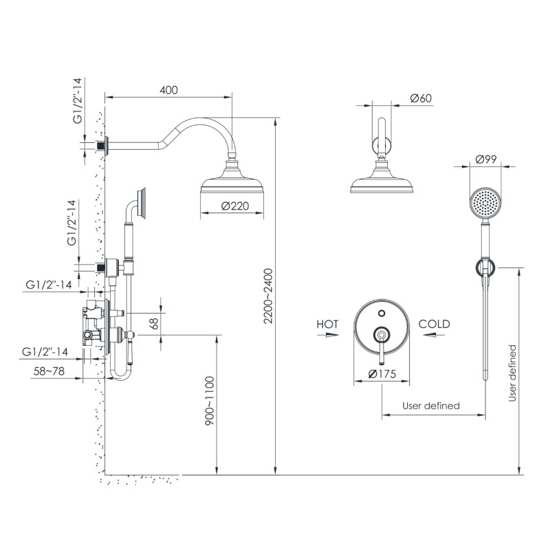 IMPRESE Комплект для душу прихованого монтажу HYDRANT (ZMK031806110)
