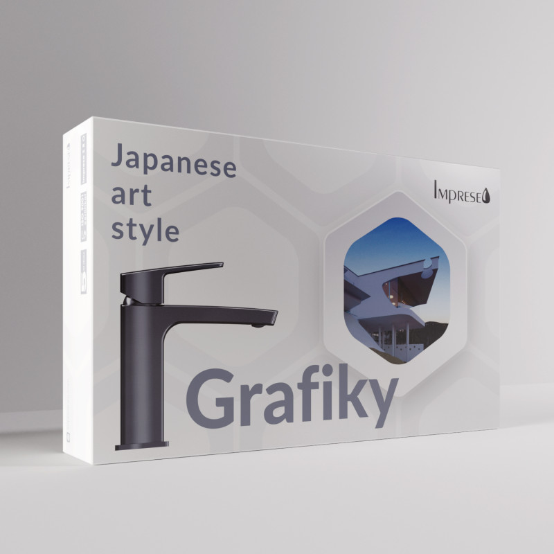 IMPRESE Змішувач для умивальника GRAFIKY, високий, графіт, 35 мм (ZMK041807011)