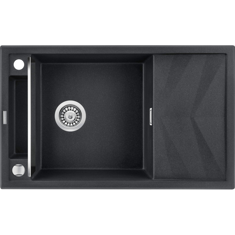 Deante Мийка кухонна Magnetic, граніт, прямокутник, з крилом, 820х500х219мм, чаша - 1, накладна, металічний графіт (ZRM_G113)