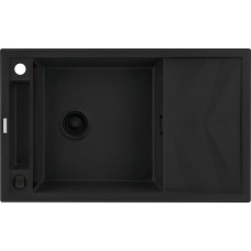 Deante Мийка кухонна Magnetic, граніт, прямокут., з крилом, 820х500х219мм, чаша - 1, накладна, чорний матовий (ZRM_N113)