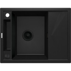 Deante Мийка кухонна Magnetic, граніт, прямокут., з крилом, 640х500х219мм, чаша - 1, врізна, чорний матовий (ZRM_N11A)