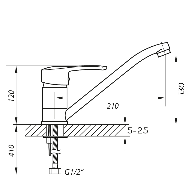 Смеситель для кухни Zerix PED-A 135 (ZX0057)