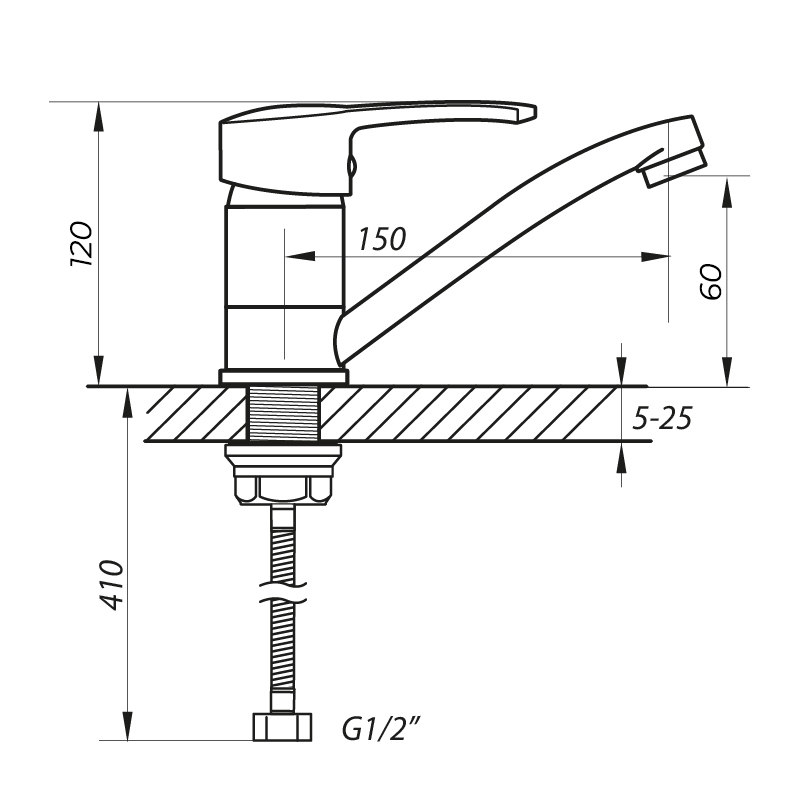 Смеситель для умывальника Zerix PED-B 180 (ZX0065)