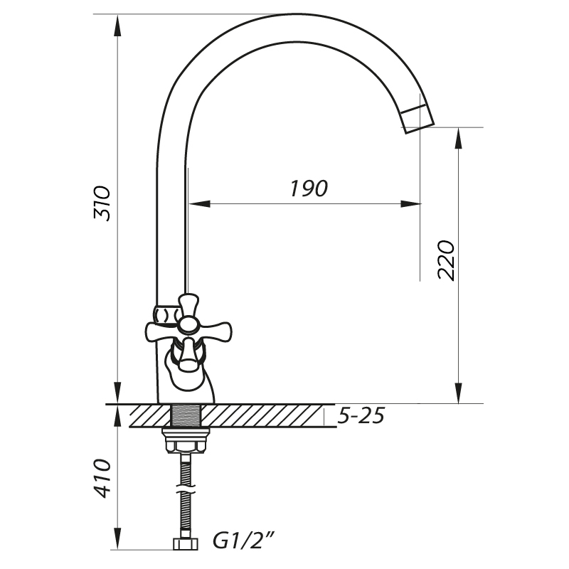 Смеситель для кухни Zerix TLA 722 (ZX0166)