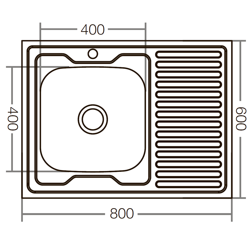 Кухонная мойка накладная ZerixZ8060L-06-160E (Satin) (ZX1616)