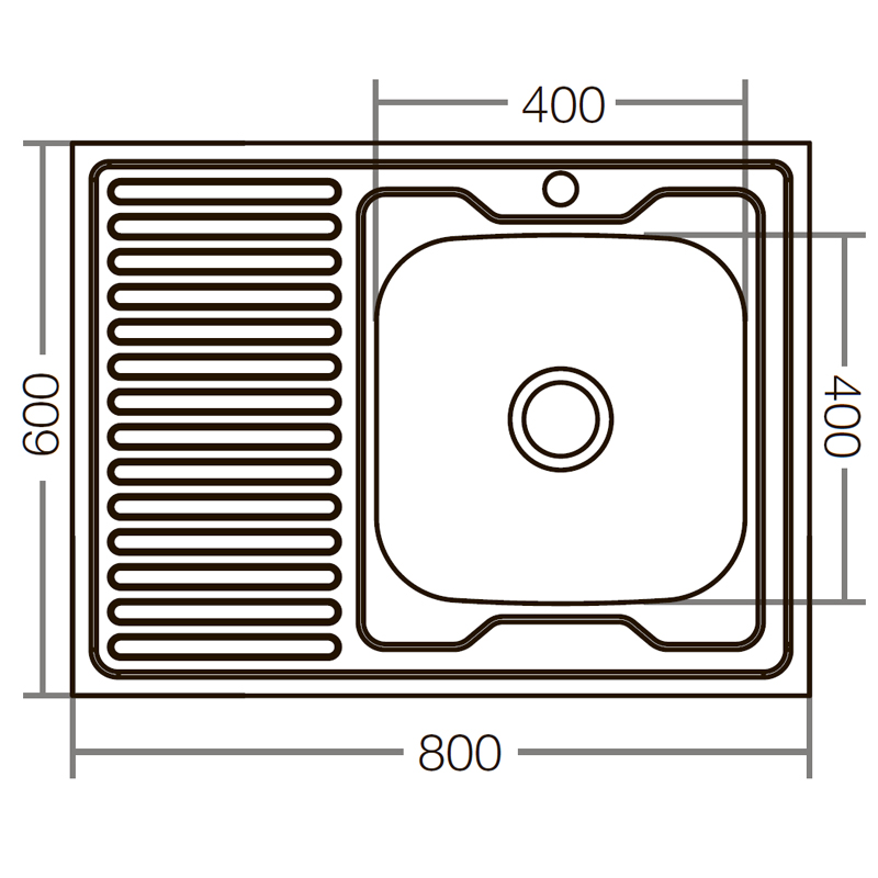 Кухонная мойка накладная ZerixZ8060R-06-160E (Satin) (ZX1617)