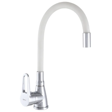 Смеситель для кухни Zerix SOP7 045 с белым гибким изливом (ZX2668)