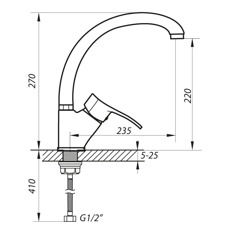 Смеситель для кухни Zerix DYU 181 (ZX2895)