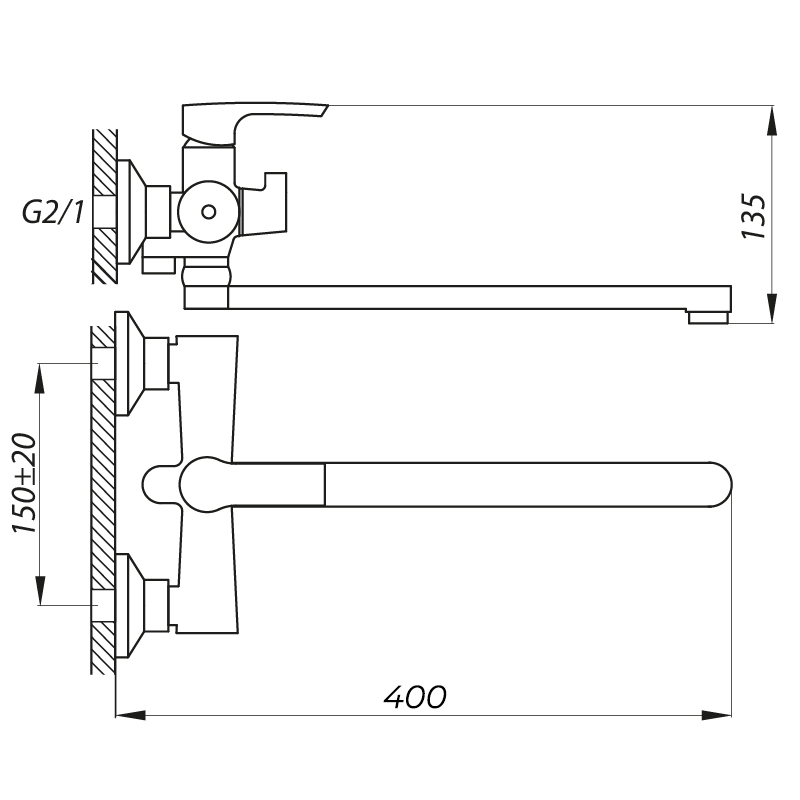 Смеситель для ванны Zerix FAB-7 (ZX3054)