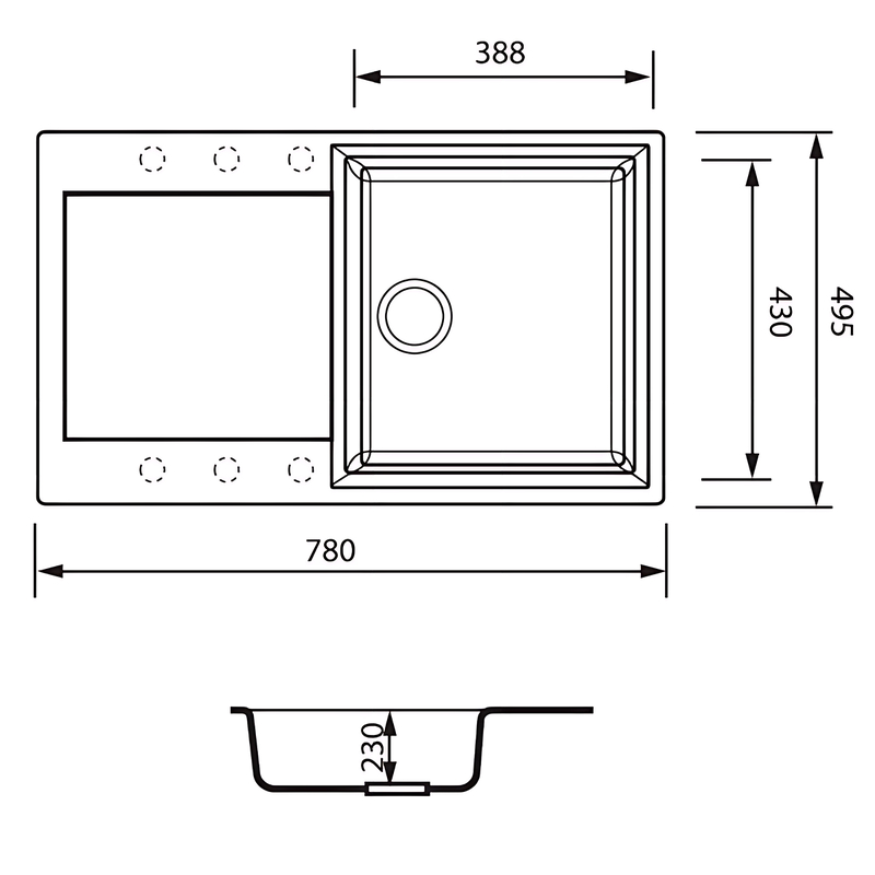 Мойка кухонная Zerix ZS-7950S-03 Черная (ZX4580)