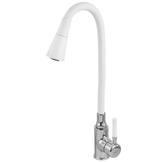 Смеситель для кухни Zerix Atrium-011-T Refl.WHITE (Цвет хром+силик.излив белый) (ZX4719)