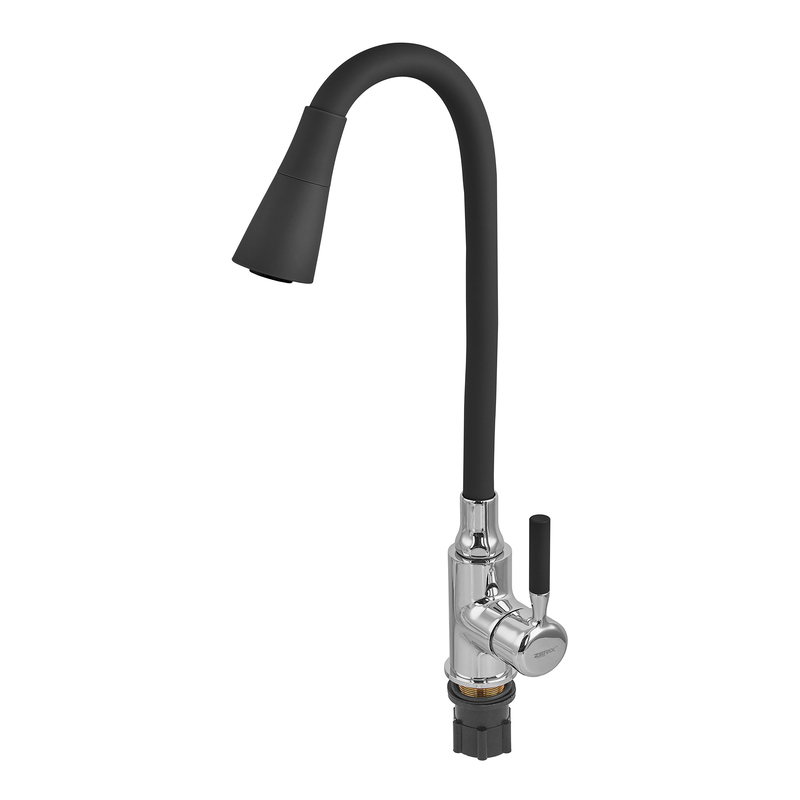 Смеситель для кухни Zerix ATRIUM-011-T REFL.BLACK (Цвет хром+силик.вылив черный) (ZX4720)