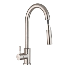 Смеситель для кухни с выдвижной лейкою Zerix LUX-014 (нерж. сталь) (ZX4874)