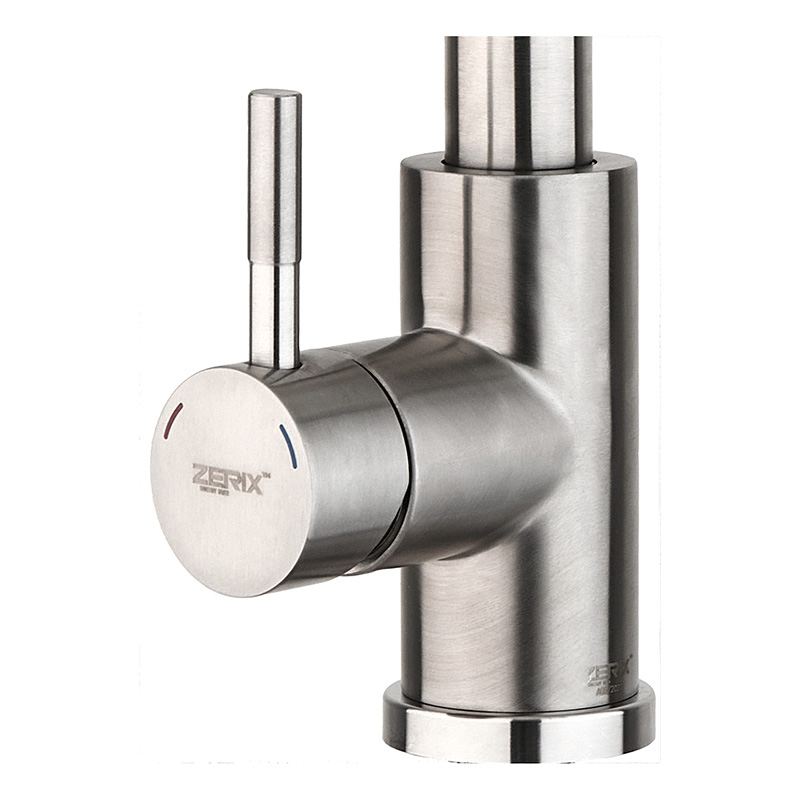 Смеситель для кухни с выдвижной лейкою Zerix LUX-014 (нерж. сталь) (ZX4874)