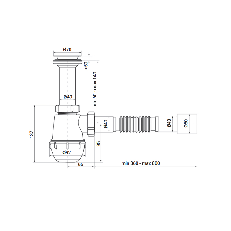 Сифон для кухни Zerix SK-01-A 1 1/2