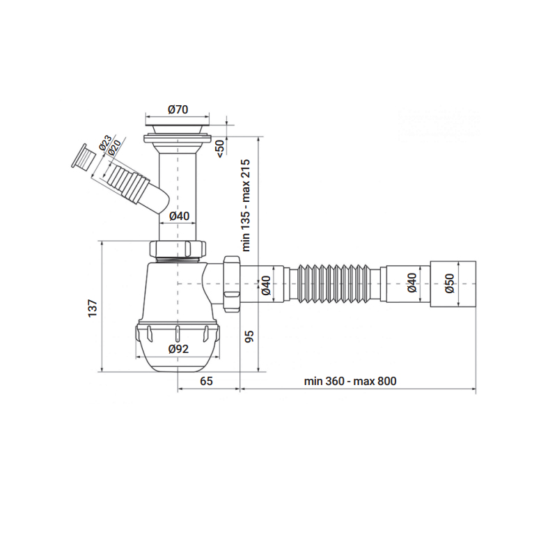 Сифон для кухни Zerix SK-01-B 1 1/2