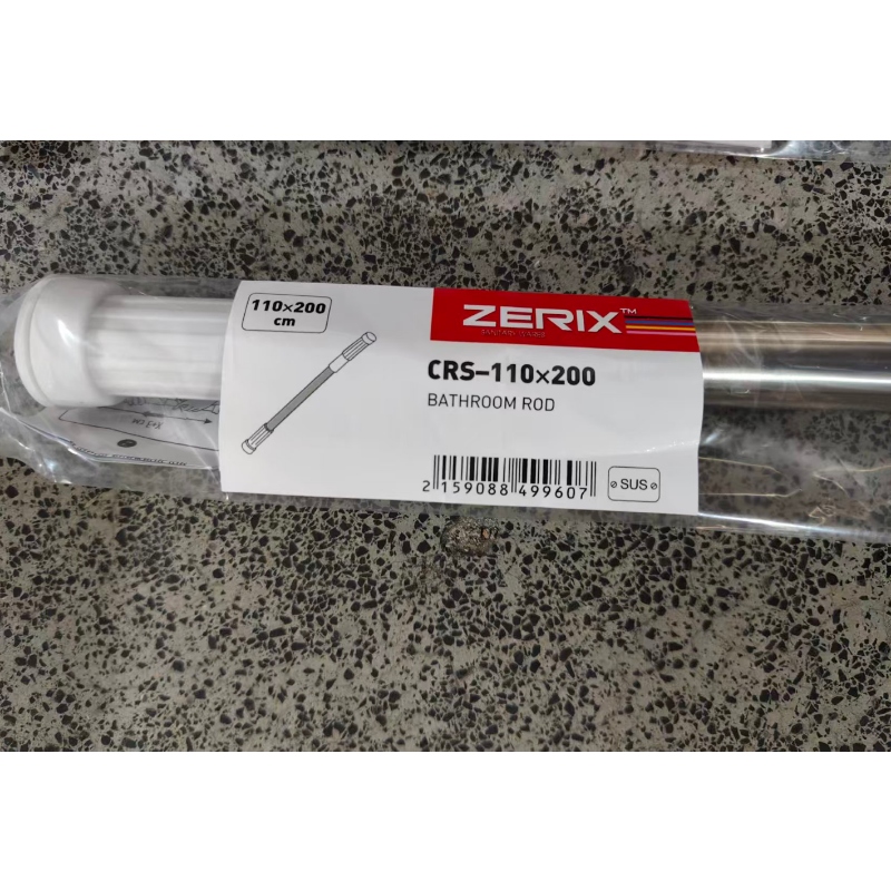 Штанга для шторки телескопическая прямая Zerix CRS-110x200 110cm-200cm (нержавеющая сталь) (пакет) (ZX4996)