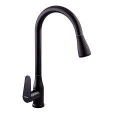 Смеситель для кухни с выдвижной лейкой Zerix PUL-014 Black с нерж. стали SUS304 (цвет черный) (ZX5035)