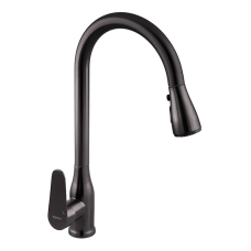 Смеситель для кухни с выдвижной лейкой Zerix PUL-014 Graphite из нерж. ст. SUS304 (кол. графит) (ZX5036)