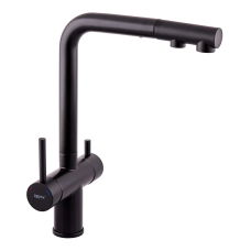 Смеситель кухонный на две воды Zerix LUX-024 Black с выдвижной лейкой (нерж. сталь) (ZX5556)