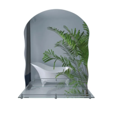 Зеркало настенное Zerix MIRRA MRZ02-60x85x10 прямоугольное с дугообразным верхом, фигурными боками и полкой (ZX5620)