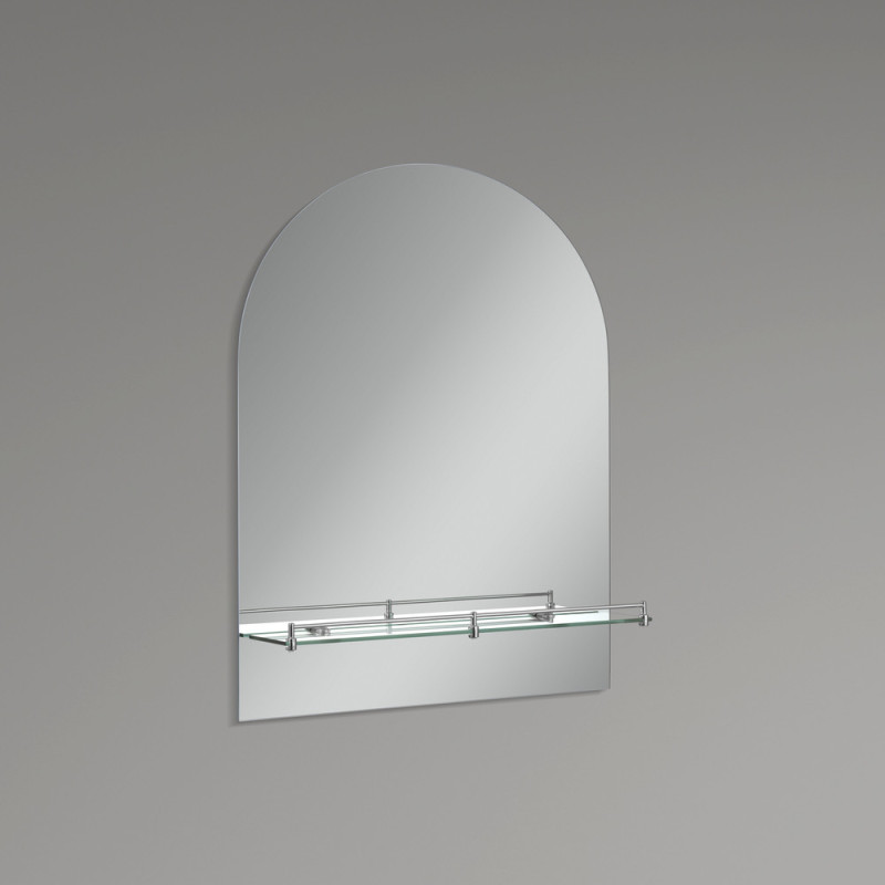 Зеркало настенное Zerix LAGUNA MRZ03-50x70x11 прямоугольное с дугообразным верхом и полкой (ZX5622)