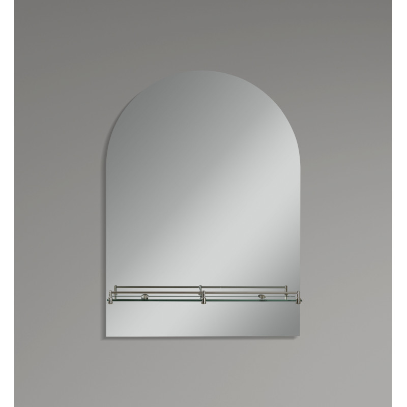 Зеркало настенное Zerix LAGUNA MRZ03-70x80x11 прямоугольное с дугообразным верхом и полкой (ZX5623)