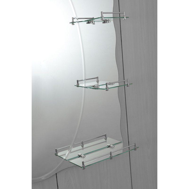 Зеркало настенное Zerix SOLO MOZ01-48x68x10 ассиметичное с 3-мя полками (ZX5624)