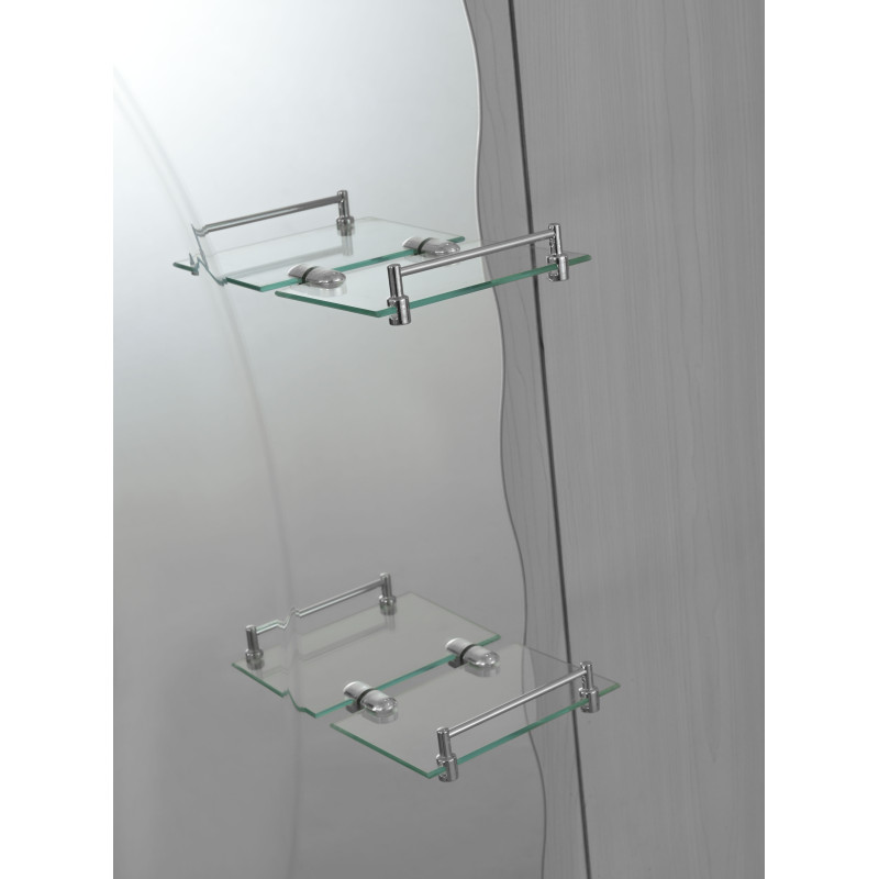 Зеркало настенное Zerix SOLO MOZ01-48x68x10 ассиметичное с 3-мя полками (ZX5624)