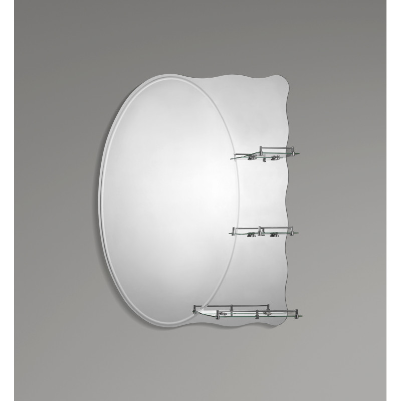 Зеркало настенное Zerix SOLO MOZ01-65x85x10 ассиметичное с 3-мя полками (ZX5625)