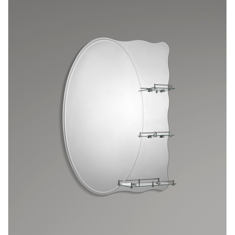 Зеркало настенное Zerix SOLO MOZ01-65x85x10 ассиметичное с 3-мя полками (ZX5625)