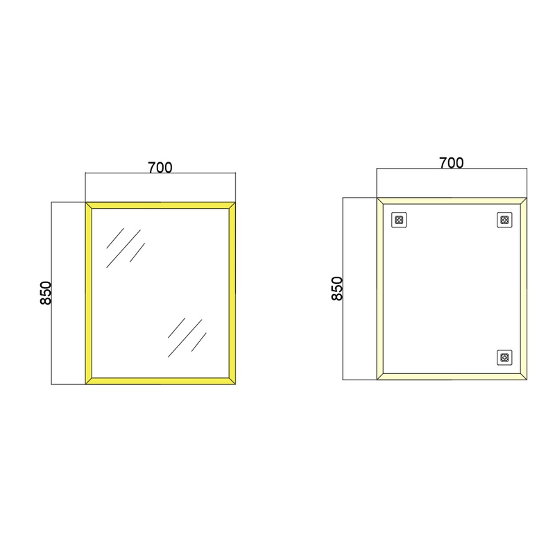 Зеркало настенное Zerix FONTE MRZ09-70x85-Reverse GOLD прямоугольное в золотой раме (ZX5639)