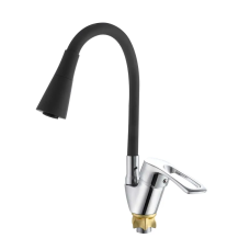 Смеситель для кухни с силиконовым изливом Zerix YUT 181 Reflector Black (цвет излива черный) (ZX5983)