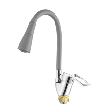 Смеситель для кухни с силиконовым изливом Zerix YUT 181 Reflector Gray (цвет излива серый) (ZX5984)
