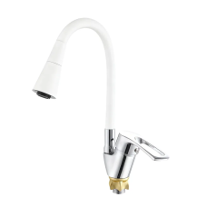 Смеситель для кухни с силиконовым изливом Zerix YUT 181 Reflector White (цвет излива белый) (ZX5985)
