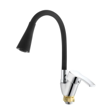 Смеситель для кухни с силиконовым изливом Zerix YUT 279 Reflector Black (цвет излива черный) (ZX5986)