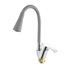Смеситель для кухни с силиконовым изливом Zerix YUT 279 Reflector Gray (цвет излива серый) (ZX5987)
