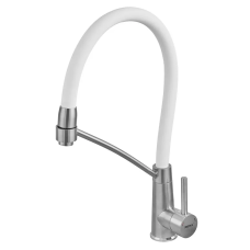 Смеситель для кухни с силиконовым изливом Zerix FUL-017 Refl.White из нерж. стали SUS304 (изл.белый) (ZX5994)