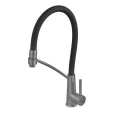 Смеситель для кухни с силиконовым изливом Zerix FUL-017 Graphite Refl.Black из нерж. стали SUS304 (цв.графит) (ZX5995)