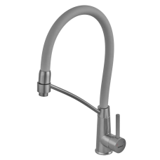 Смеситель для кухни с силиконовым изливом Zerix FUL-017 Graphite Refl.Gray из нерж. стали SUS304 (цв.графит) (ZX5996)