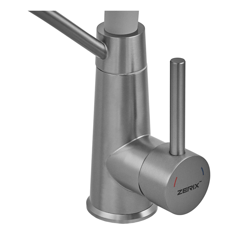 Смеситель для кухни с силиконовым изливом Zerix FUL-017 Graphite Refl.Gray из нерж. стали SUS304 (цв.графит) (ZX5996)