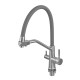 Смеситель для кухни с силиконовым изливом Zerix FUL-021 Refl.Gray из нерж. стали SUS304 с выходом для пит.воды (ZX5998)