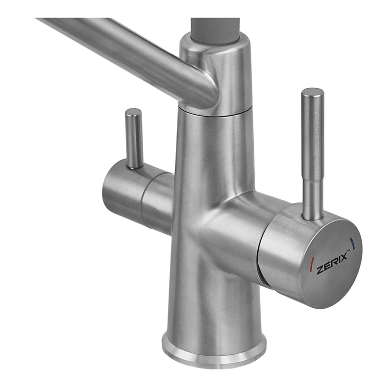 Смеситель для кухни с силиконовым изливом Zerix FUL-021 Refl.Gray из нерж. стали SUS304 с выходом для пит.воды (ZX5998)