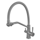 Смеситель для кухни с силиконовым изливом Zerix FUL-021 Graphite Refl.Gray из нерж. стали SUS304 с выходом для пит.воды (ZX6000)